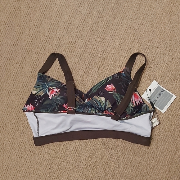 Floral Bikini Top - Khaki Green, Brown and Pink - Picture 4 of 6